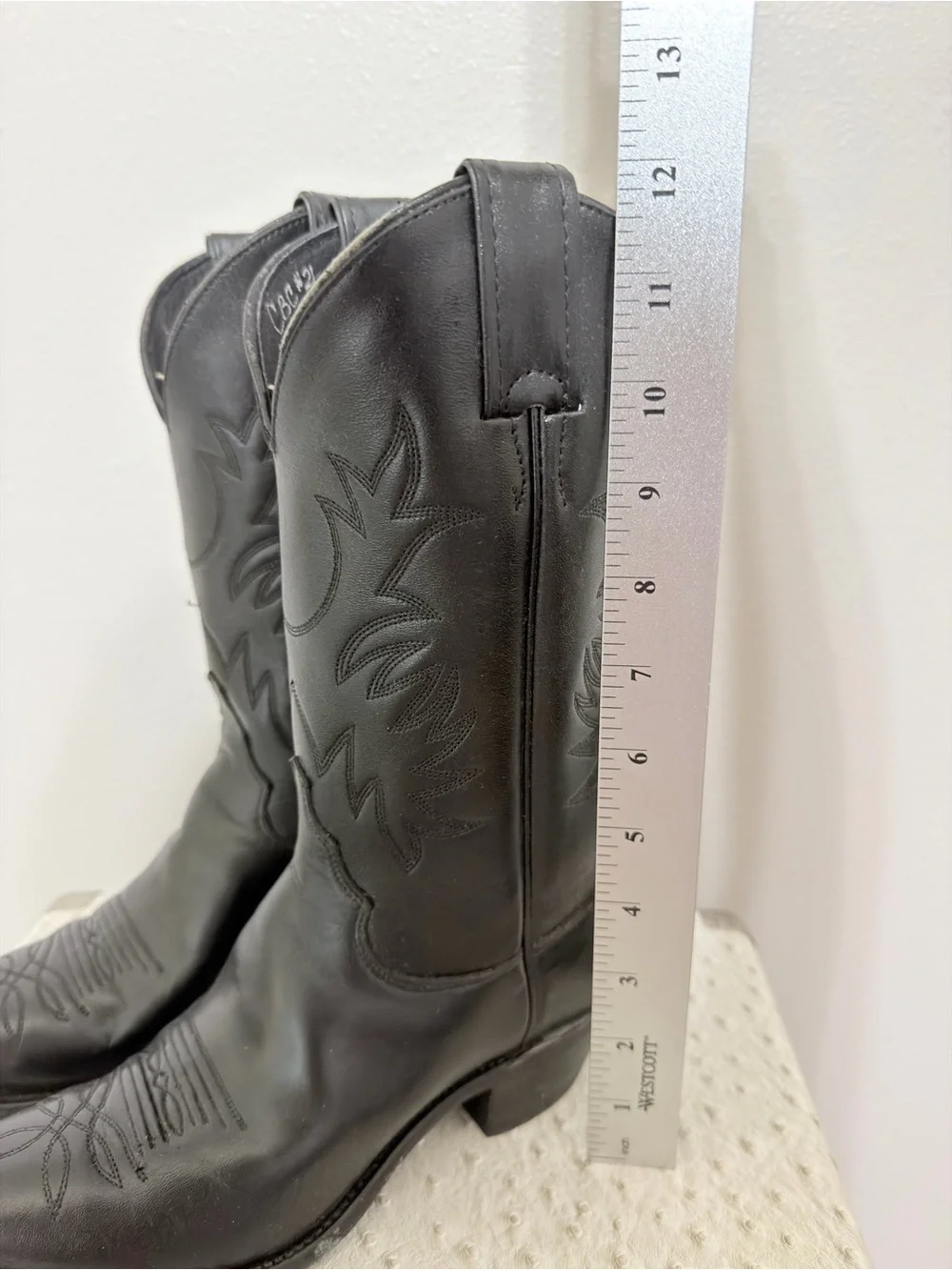 Vintage 1996 Justin Black Leather Cowboy Boots - Picture 9 of 10